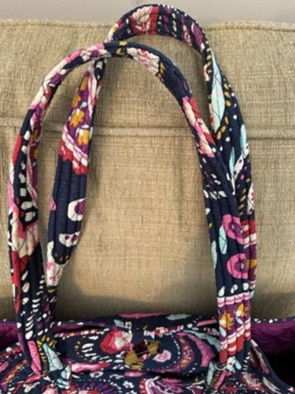 Vera Bradley Turnlock Tote Bag in “Painted Paisley